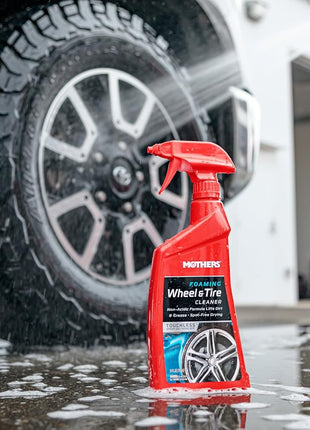 Mothers Foaming Wheel & Tire Cleaner, 24 oz. (05924) | Foaming Action Lifts Brake Dust & Grime, Safe for Factory-Coated Wheels, Restores, Cleans, Finishes Fast, Spot-Free Rinse