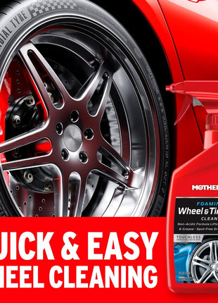 Mothers Foaming Wheel & Tire Cleaner, 24 oz. (05924) | Foaming Action Lifts Brake Dust & Grime, Safe for Factory-Coated Wheels, Restores, Cleans, Finishes Fast, Spot-Free Rinse