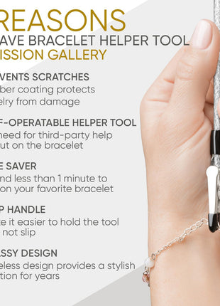 Bracelet Helper Tool - Fastener Helper Tool for Bracelet, Necklace, Jewelry, Watch - Clip, Clasp Helper - Easy to Put on Yourself, Portable, Made of Metal, Silver