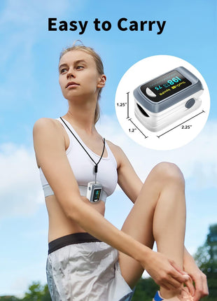 Fingertip Pulse Oximeter Blood Oxygen Saturation Monitor Pulse Ox, Heart Rate and Fast Spo2 Reading Oxygen Meter with OLED Screen Included Lanyard and 2 x AAA Batteries