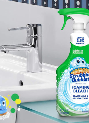 Scrubbing Bubbles Foaming Bleach Bathroom and Shower Cleaner Disinfectant Spray, Helps Erase Mold & Mildew, 32oz