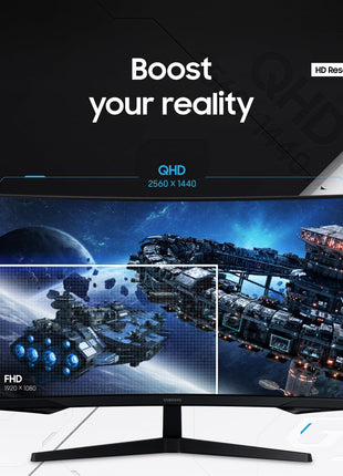 Samsung 32" Odyssey (G55C) Series QHD 1000R Curved Gaming Monitor, | 165Hz, 1ms(MPRT), HDR10, AMD Radeon FreeSync, Eye Care, Glare Free, Sharp Resolution (LS32CG550ENXZA)