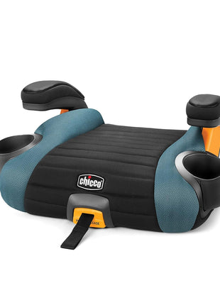 Chicco GoFit Plus Backless Booster Car Seat with Latch, 40-110 lbs | Stream/Blue, ErgoBoost contoured seat, quick-release LATCH, washable pad, 2 cup holders, booster seat for ages 4+, 40-110 lbs