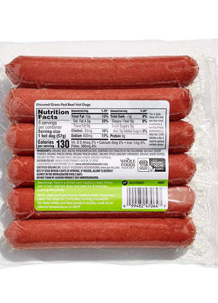 365 by Whole Foods Market, Organic Uncured Grass Fed Beef Hot Dogs, 12 oz