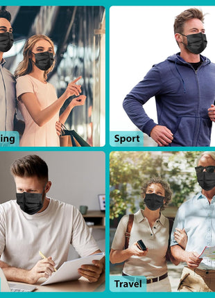 ZTANPS 100 PCS Disposable Face Masks, Black Disposable Masks, 3 Ply Protection Face Masks