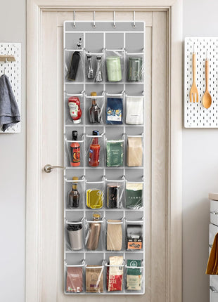 Simple Houseware 24 Pockets   Crystal Clear Over The Door Hanging Shoe Organizer, Gray (64'' x 19'')