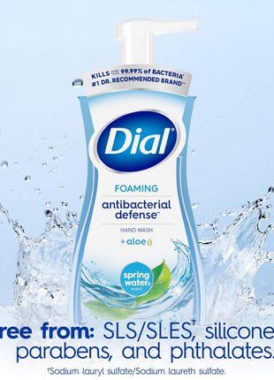 Dial Antibacterial Foaming Hand Wash, Spring Water, 7.5 fl oz (Pack of 6)