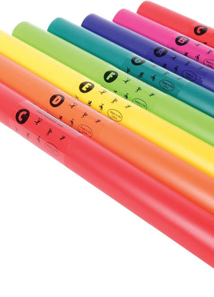 Constructive Playthings Boomwhackers Music Sensory Sound Tubes, Set of 8 | C to C Scale Musical Sound Tube, Classroom Instruments for Kids, Diatonic Set of 8