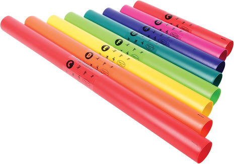 Constructive Playthings Boomwhackers Music Sensory Sound Tubes, Set of 8 | C to C Scale Musical Sound Tube, Classroom Instruments for Kids, Diatonic Set of 8