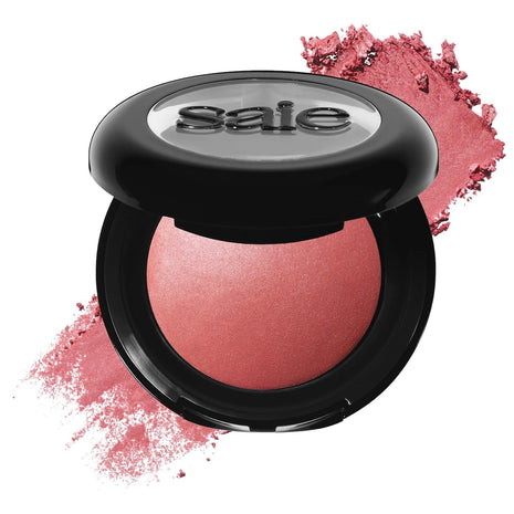 Saie Blush & Brush Duo - SuperSuede Baked Blush in Mia (.01 oz) & Powder Blush Brush - Talc-Free, Moisturizing Blush with Vegan, Fluffy Brush for Seamless Application