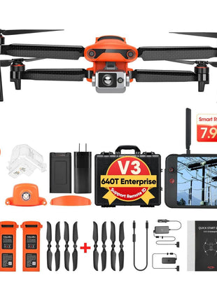 Autel Robotics EVO II Dual 640T Enterprise V3 w/Strobe/Spotlight/Loudspeak | 640*512 30Hz T~hermal&8" RYYB CMOS Sensor,10 Color Schemes, 4X lossless Zoom, 42 Min,15KM, Support Remote ID