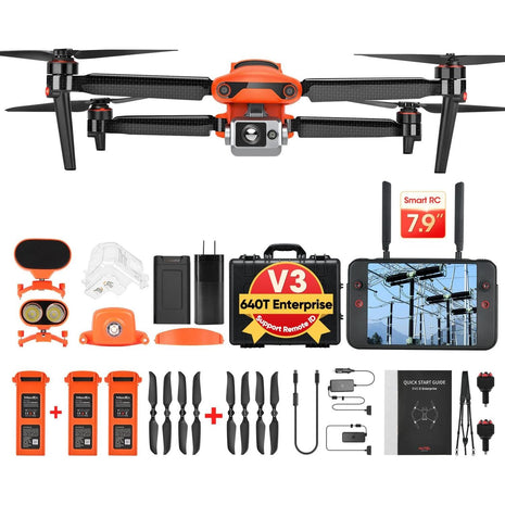 Autel Robotics EVO II Dual 640T Enterprise V3 w/Strobe/Spotlight/Loudspeak | 640*512 30Hz T~hermal&8" RYYB CMOS Sensor,10 Color Schemes, 4X lossless Zoom, 42 Min,15KM, Support Remote ID