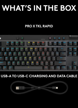 Logitech G PRO X TKL Rapid Tenkeyless Gaming Keyboard (Hall-Effect) - Black | Hall-Effect Magnetic Analog Switches with Rapid Trigger, Lightsync RGB, Detachable USB-C Cable, Volume Roller & Media Buttons