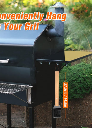 SIMPLETASTE Grill Brush and Scraper for BBQ, Durable & Effective, Replaceable Stainless Steel Head, Wooden Handle Wire Grill Brush for Outdoor Grill, Barbecue Accessories