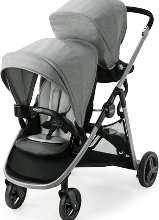 Graco Ready2Grow LX 2.0 Double Stroller, Twin Baby Stroller Features Bench Seat and Standing Platform Options, Compact Fold Perfect for Baby Travel, Clark