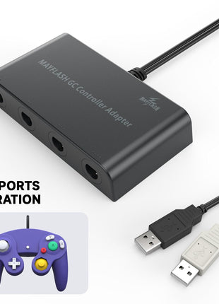 MAYFLASH Gamecube Controller Adapter for Wii U, PC Windows and Switch/Switch 2, 4 Ports