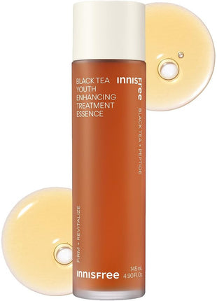 innisfree Black Tea Youth Treatment Essence, 4.1 fl oz (145 ml), Genuine Product, Moisturizing, Moisturizing, Elastic, Black Tea, Dry Skin, Korean Cosmetics, Introduction Beauty Serum