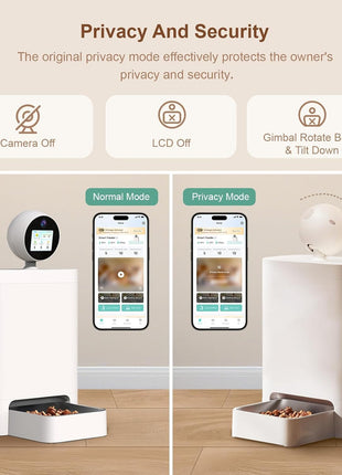AI Smart Automatic Cat Feeder with 360° Camera, 2K HD Night Vision & 2-Way Audio, Smart APP Control, Up to 16 Meals/Day, 5.5L Timed Food Dispenser for Cats and Dogs