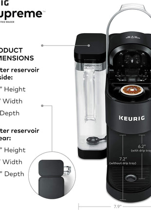 Keurig K-Supreme Single Serve K-Cup Pod Coffee Maker, MultiStream Technology, 4 Brew Sizes, 66oz Dual-Position Removable Reservoir, Black | Multistream Technology, 4 Brew Sizes, 8, 10, 12 Oz, 66 Oz Dual-Position Removable Reservoir
