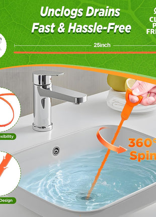 Forlivese 4 Pack 25 Inch Drain Snake,Drain Clog Remover | Sink Snake for Sewer Kitchen Sink Bathroom Tub Toilet Clogged Drains Relief Cleaning Tool