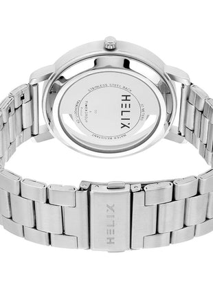 Helix by Timex Analog Watch for Man with Silver Round Dial & Silver Stainless Steel Bracelet Band Water Resistant Men's Wrist Watches - TW063HG01T