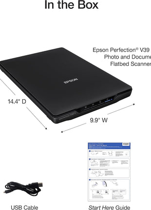 Epson Perfection V39 II Flatbed Photo Scanner 4800 dpi Optical Resolution | 4800 dpi Optical Resolution Image Scanning High-Rise Removable Lid Scan to Cloud and USB Power Black