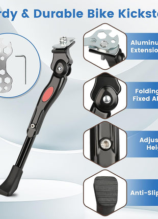 VECKUSON Kickstand for Kids Bike, Bicycle Kickstands Center Mount for 16 18 20 22 Inch Bicycles Adjustable Aluminum Alloy Kickstands for 16-18-20inch 18-20-22inch Mountain Bike