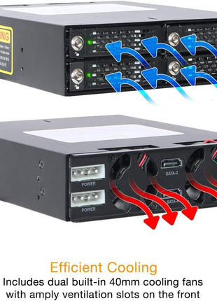 ICY DOCK 4 Bay 2.5in SAS/SATA HDD/SSD Mobile Rack Enclosure for 5.25" Bay (with Keylock) | ToughArmor MB994SK-1B