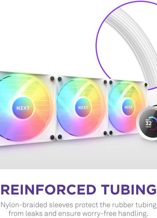 NZXT Kraken 360 RGB - 360mm AIO CPU Liquid Cooler - RL-KR360-W1 - Customizable 1.54" Square LCD Display for Images, Performance Metrics - High-Performance Pump - White
