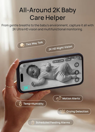 Dr.Care LumiView Max Smart WiFi Baby Monitor - 7inch 1080P FHD & 2K Camera, Privacy Mode, Cry & Motion Detection, 6000mAh Removable Battery, RGB Night Light, Snapshot & Video Recording, HD Night Vision