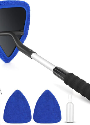 24 Inch Car Windshield Cleaner Tool, 3D Window Cleaning Wand with Microfiber Towel and Long Handle Pro Set