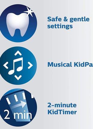 Philips Sonicare for Kids 3+ Bluetooth Connected Rechargeable Electric Power Toothbrush, Interactive for Better Brushing, Turquoise, HX6321/02 | 2 Intensities, App Connected, 2-Minute Guided Timer, Includes Brush Head, Turquoise, HX6321/02
