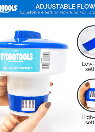 HYDROTOOLS BY SWIMLINE 8725 Large Capacity Pool & Spa Chemical Dispenser | Compatible With Bromine & Chlorine Supports 1-3'' Tablets | Adjustable Control Ring For Customizable Flow Rate