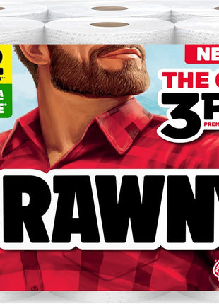 Brawny Tear A Square 3 Ply Paper Towels, 6 Double Rolls = 12 Regular Rolls, Strong, Absorbent, and Durable with 3 Sheet Sizes (Quarter, Half, Full)