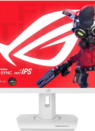 ASUS ROG Strix 27 inch 4K HDR USB-C Gaming Monitor (XG27UCG-W) White, UHD (3840x2160) Dual Mode (4K 160Hz or FHD 320Hz), 1ms, Fast IPS, ELMB Sync, G-SYNC Compatible, AI Gaming, 3yr Warranty