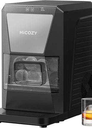 HiCOZY B1 2" Clear Ice Ball Maker, Countertop, 40 Pcs/Day Self-Cleaning | Makes 2 big crystal sphere ice balls in 60 mins, with ice tong, round ice cube machine ideal for cocktails and whiskey