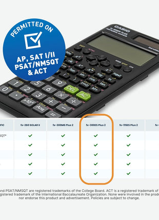 Casio fx-300ES Plus 2nd Edition – Standard Scientific Calculator | 262 Functions, Natural Textbook DisplaySM | Ideal for Middle, High School Math, Statistics & Algebra | Black