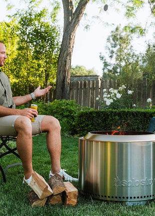Solo Stove Yukon 27 Inch Smokeless Fire Pit with Removable Ash Pan - Wood Burning Portable Stainless Steel Outdoor Fireplace, Stainless Steel, Ideal for 6 or More People, 38 lbs