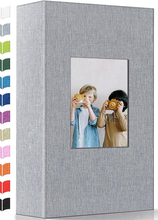 Artfeel Photo Album 4x6 with 300 Pockets,Slip-in Picture Albums,Linen Cover Memory Book with Front Window,White Page Vertical Photo Book for Wedding,Family,Anniversare,Baby,Vacation,Father's Day