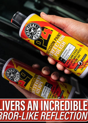 Chemical Guys C4 & P4 Clear Cut Correction Compound and Precision Paint Perfection Polish Combo - Removes Scratches, Swirls, Towel Marks, and Etching, Restores Gloss, Polishing Kit - 2 x 16 oz