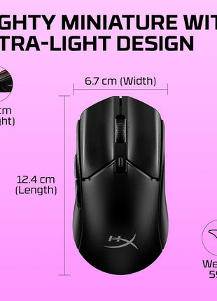 HyperX Pulsefire Haste 2 Mini – Wireless Gaming Mouse for PC Compact Lightweight Bluetooth 2.4GHz Black