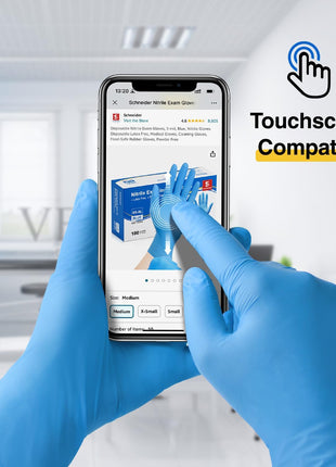 Schneider Nitrile Exam Gloves - M, 100-ct Box,Blue Disposable Gloves, Latex Free, Powder Free, Medical Glove for Cooking, Cleaning, Examination