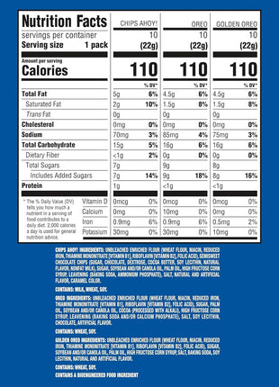 Nabisco Sweet Treats Cookie Variety Pack OREO & CHIPS AHOY!, 30 Snack Packs | 2 Cookies Per Pack, Individually Wrapped