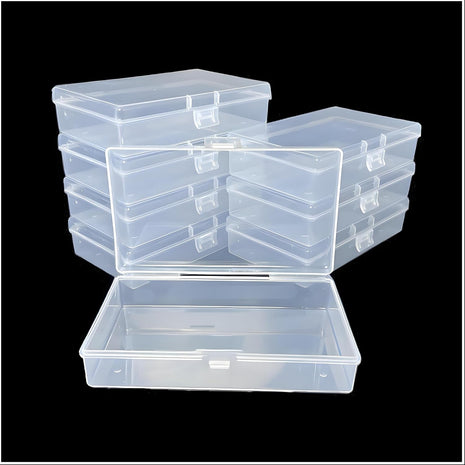 8 Pcs Plastic, Mini Clear Bead Storage Boxes with Hinged Lid and Rectangular Clear Craft Storage Boxes, Jewelry and Organizer,Nail Tool Box,Circuit board storage(8, 5.3 inch x 3.1 inch x 1.2 inch)