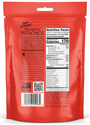 Wonderful Pistachios No Shells, Chili Roasted Nuts, 11 Ounce Resealable Bag, Protein Snacks, Gluten Free College Snacks, Healthy Snacks for Adults