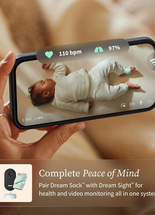 Owlet Dream Sock Smart Wearable Baby Monitor Tracks Heart Rate & Oxygen in Real Time Parents Receive Alerts, Sleep Insights & More via App - Mint