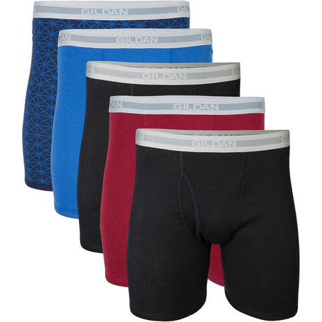 Gildan Men's Underwear Boxer Briefs, Multipack, Mixed Blue/Grey (5-Pack), Large