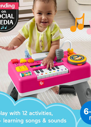 Fisher-Price Laugh & Learn Mix & Learn DJ Table Baby Toy | Pink, 12 Busy Activities, Musical Learning Play, Infants & Toddlers Ages 6+ Months