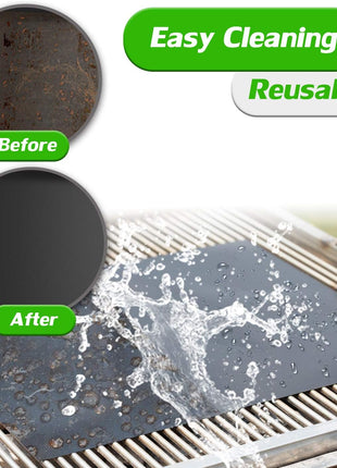 Grill Mat Set of 6, Non-Stick, 15.75 x 13 Inch, Black | Reusable Mats for Gas, Charcoal, or Electric Grills, Easy to Clean