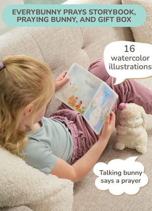Tickle & Main Everybunny Prays Bunny Plush & Musical Prayer Toy for Christening Gifts for Girls - Pink, 7 in - Baby Dedication & Baptism Gifts for Girls with Illustrated Board Book